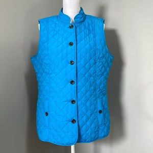 J.JILL QUILTED TURQUOISE BUTTON VEST